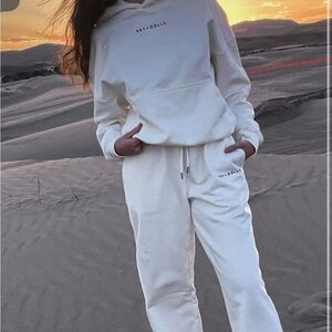 Women's Cream Hoodie and Jogger Set